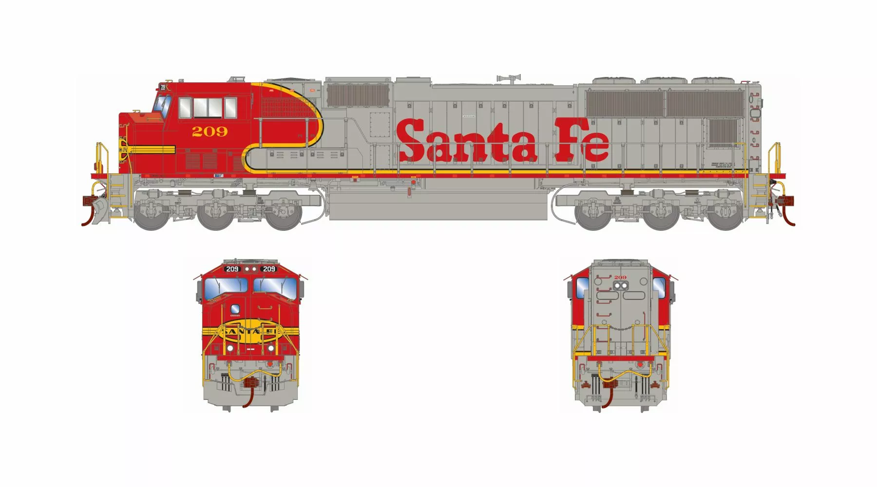 Athearn Genesis ATHG71229 HO EMD SD75M, Tsunami2 DCC Sound, Santa Fe #245