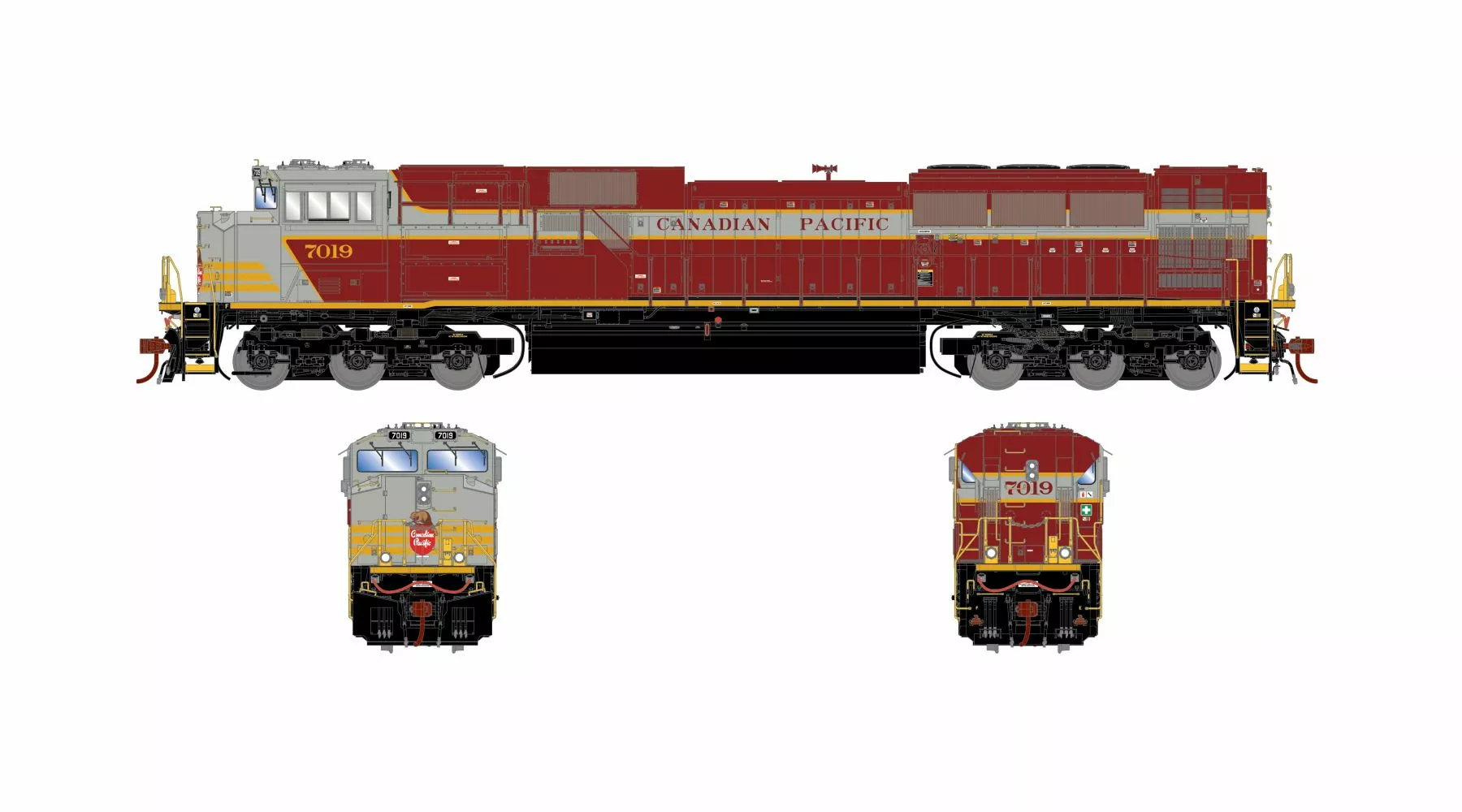 Athearn Genesis ATHG75752 HO EMD SD70ACu, Standard DC, CPR Heritage Block Lettering #7019
