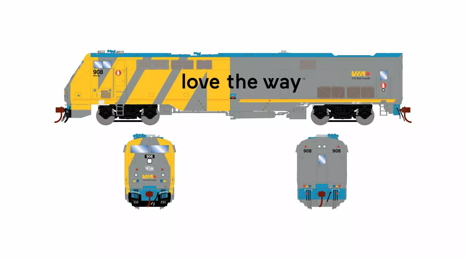 Athearn Genesis ATHG81231 HO GE P42DC, Standard DC, VIA Love The Way #908