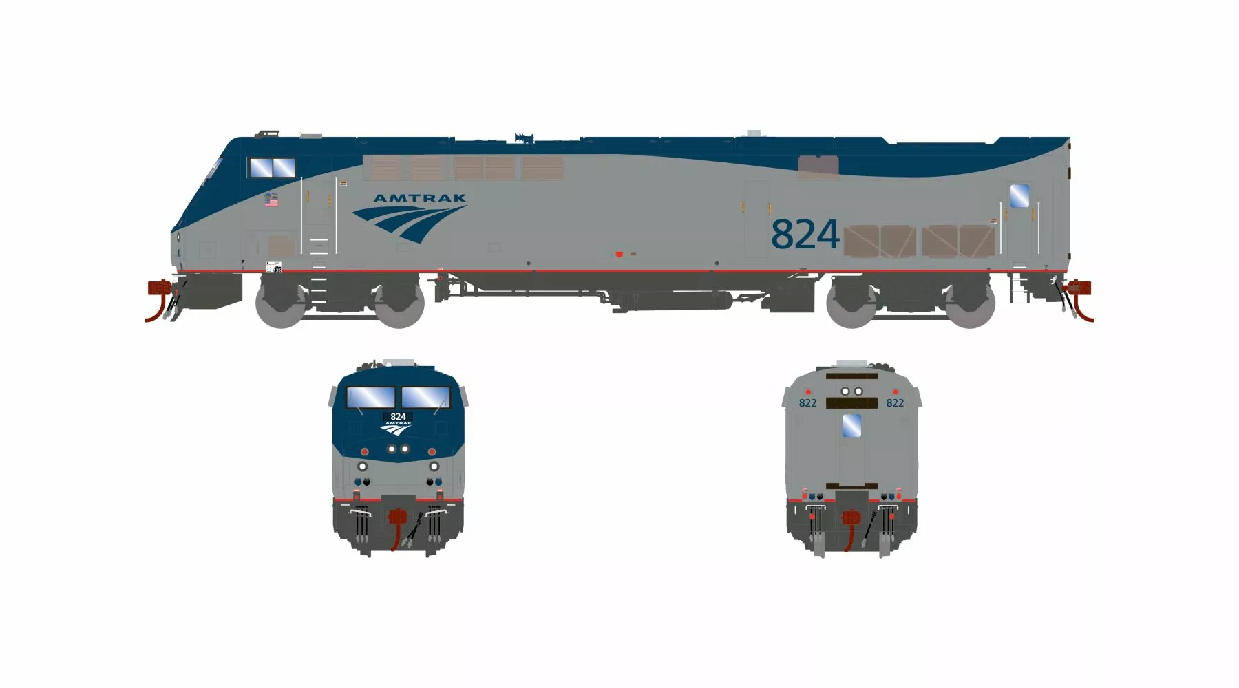 Athearn Genesis ATHG82280 HO GE P40DC, Standard DC, Amtrak Phase V #824