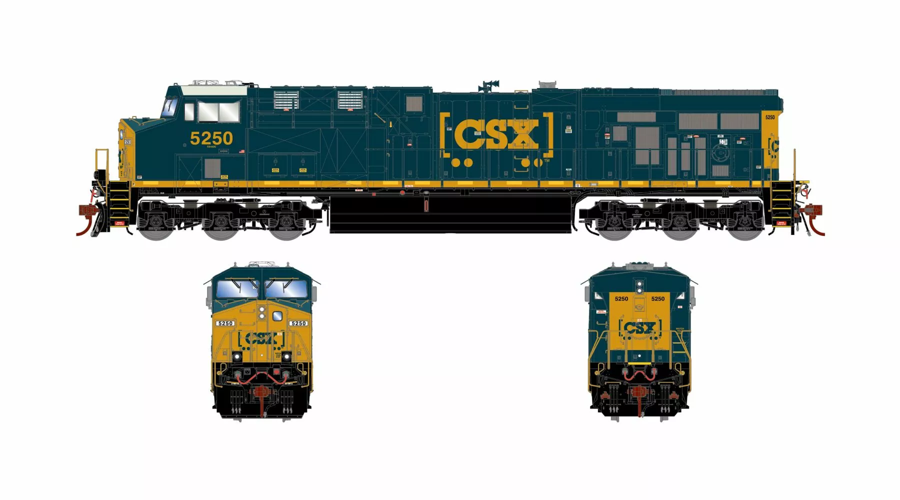 Athearn Genesis ATHG83192 HO GE ES40DC, Tsunami2 DCC Sound, CSX Boxcar #5250