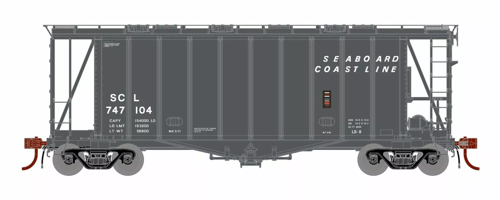 Athearn ATH23873 N GATC 2600 Airslide Hopper, Seaboard Coast Line #747104