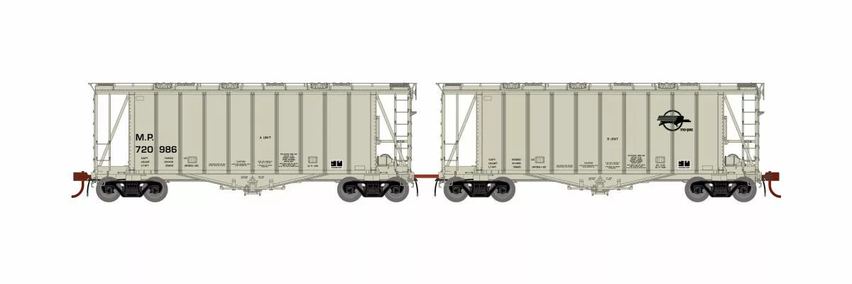 Athearn Genesis ATHG87487 HO GATC 2600 Airslide Hopper, Missouri Pacific Drawbar Set #720992