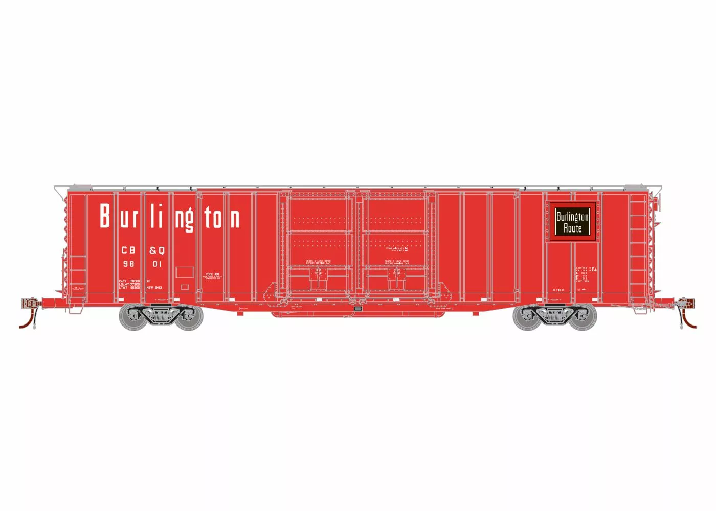 Athearn ATH6701 N 60ft PS Auto Box, Chicago Burlington & Quincy #9816