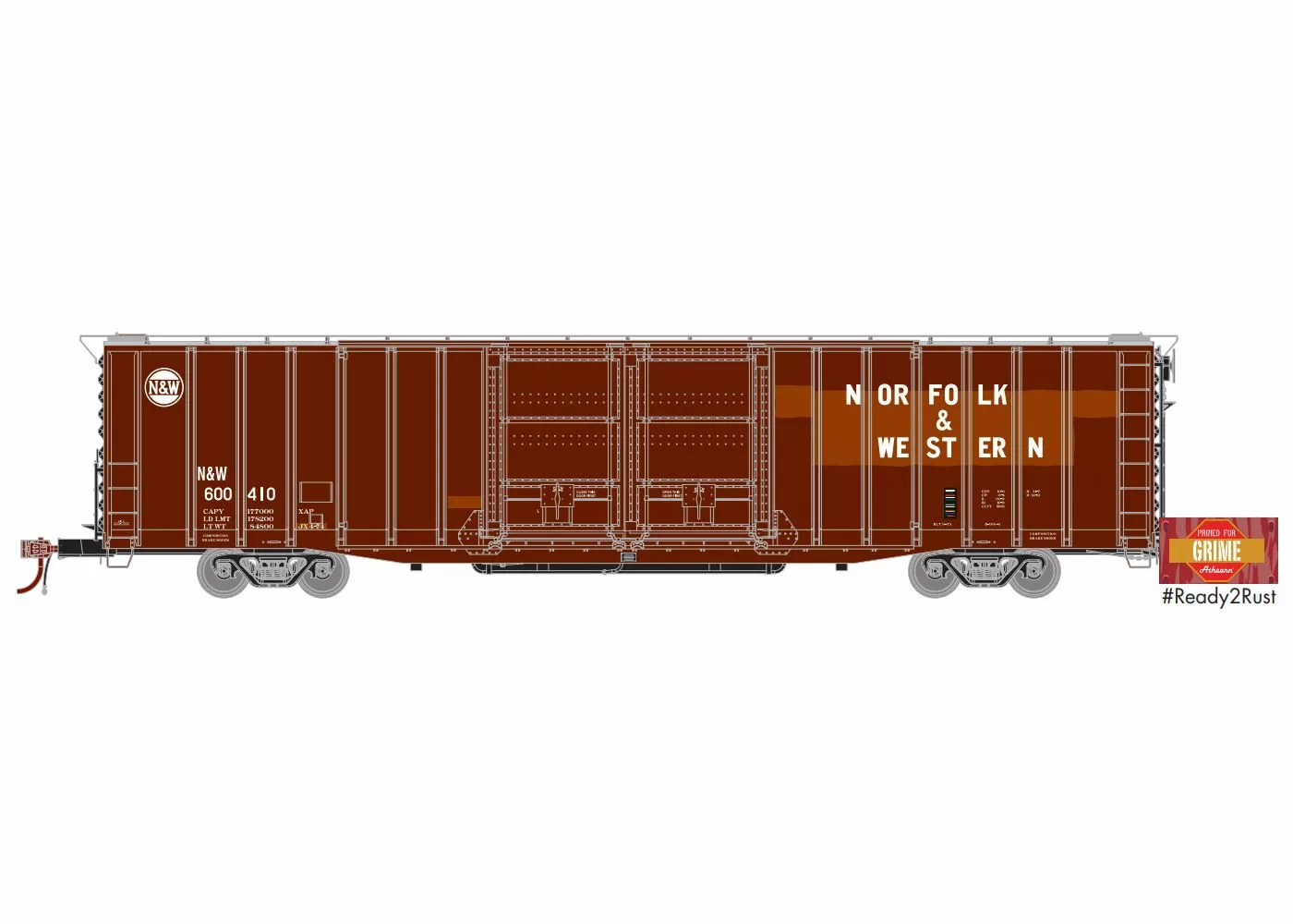 Athearn ATH6711 N 60ft PS Auto Box, Norfolk & Western #600429