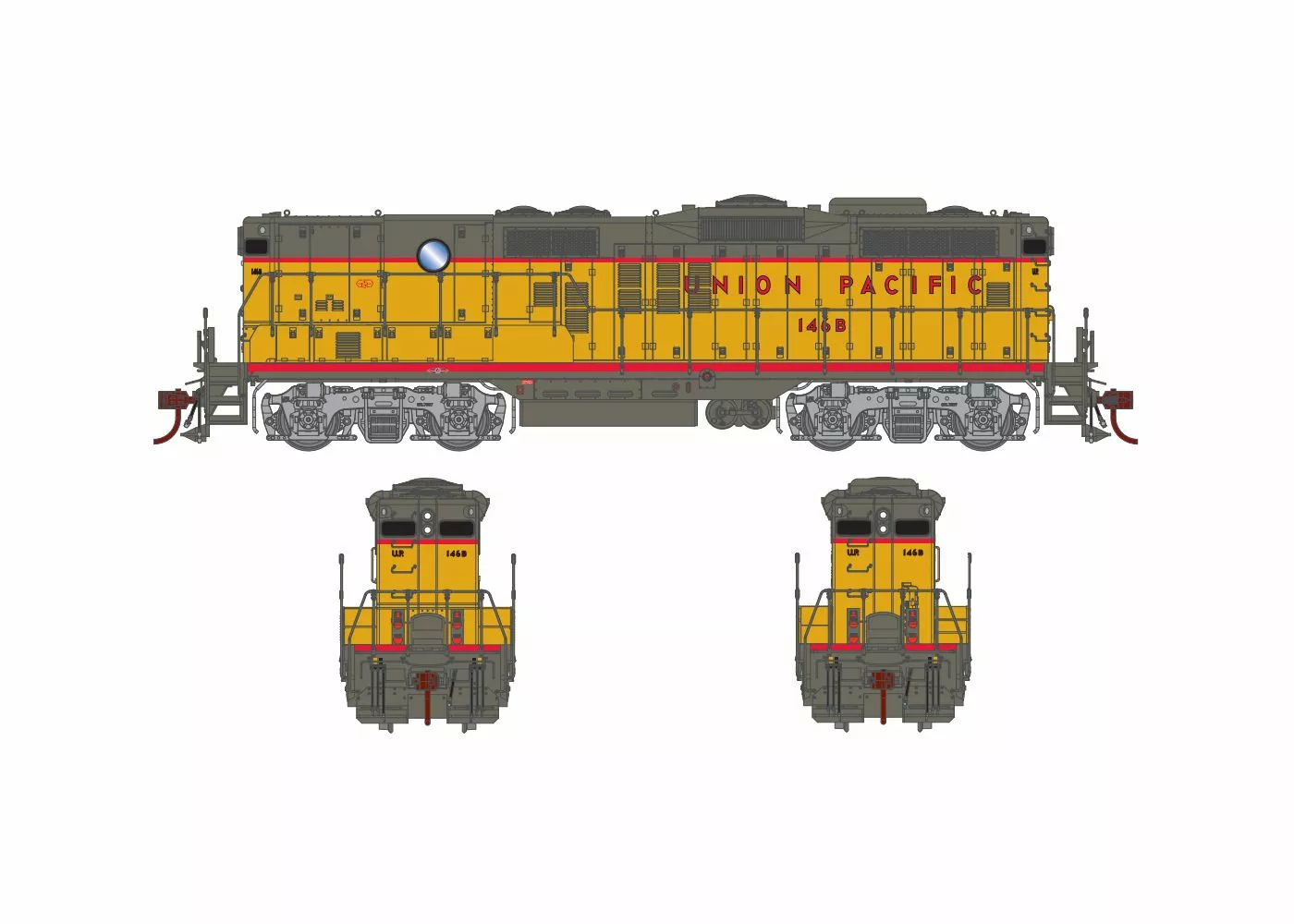 Athearn Genesis ATHG82241 HO EMD GP9B, Standard DC, Phase I, Union Pacific #146B